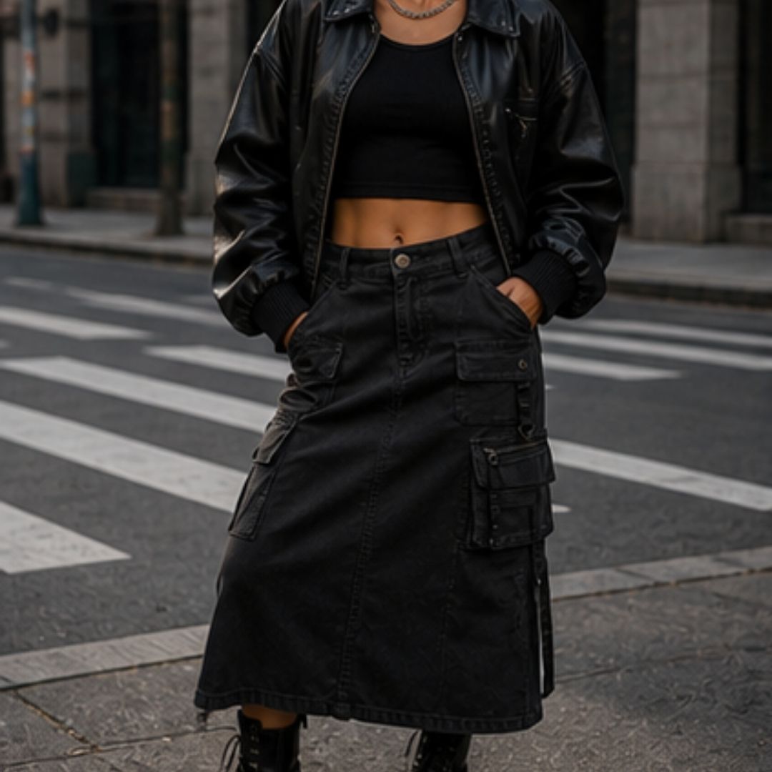 Midnight Utility Cargo Skirt