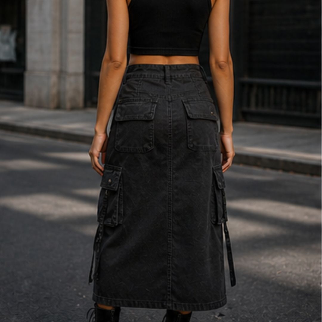 Midnight Utility Cargo Skirt