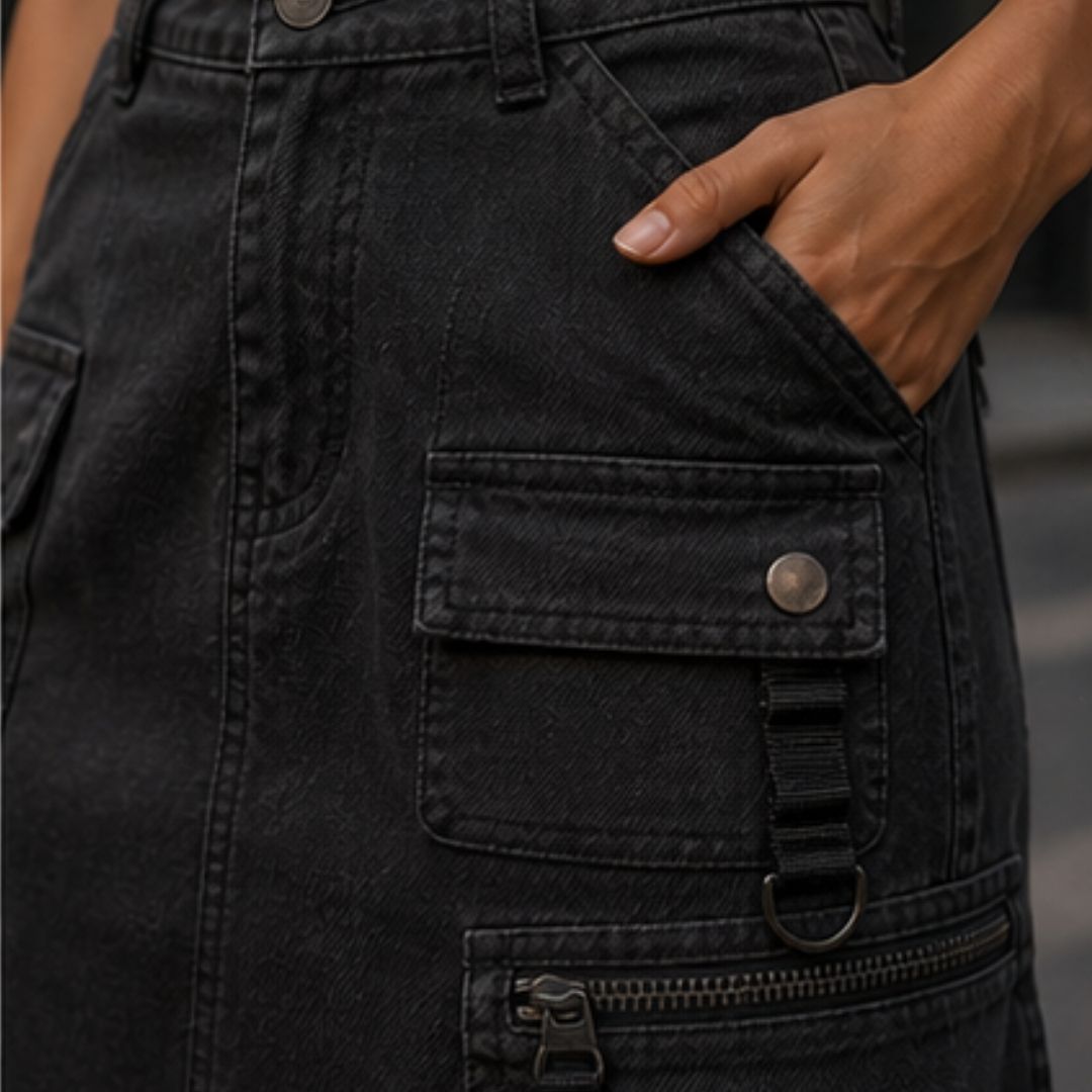 Midnight Utility Cargo Skirt