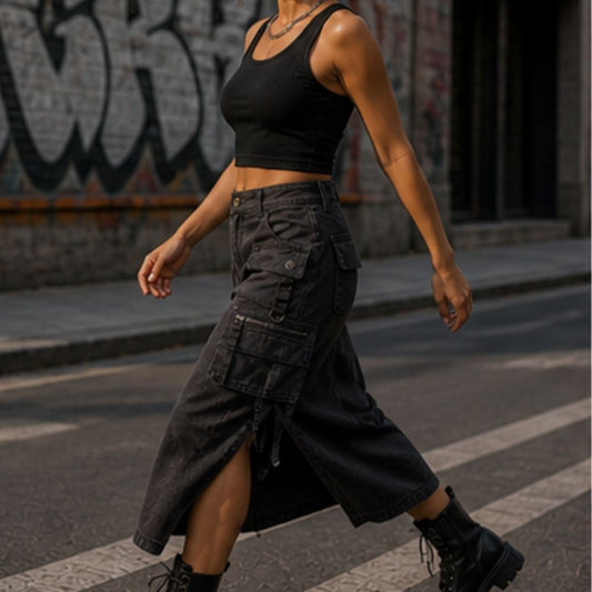 Midnight Utility Cargo Skirt