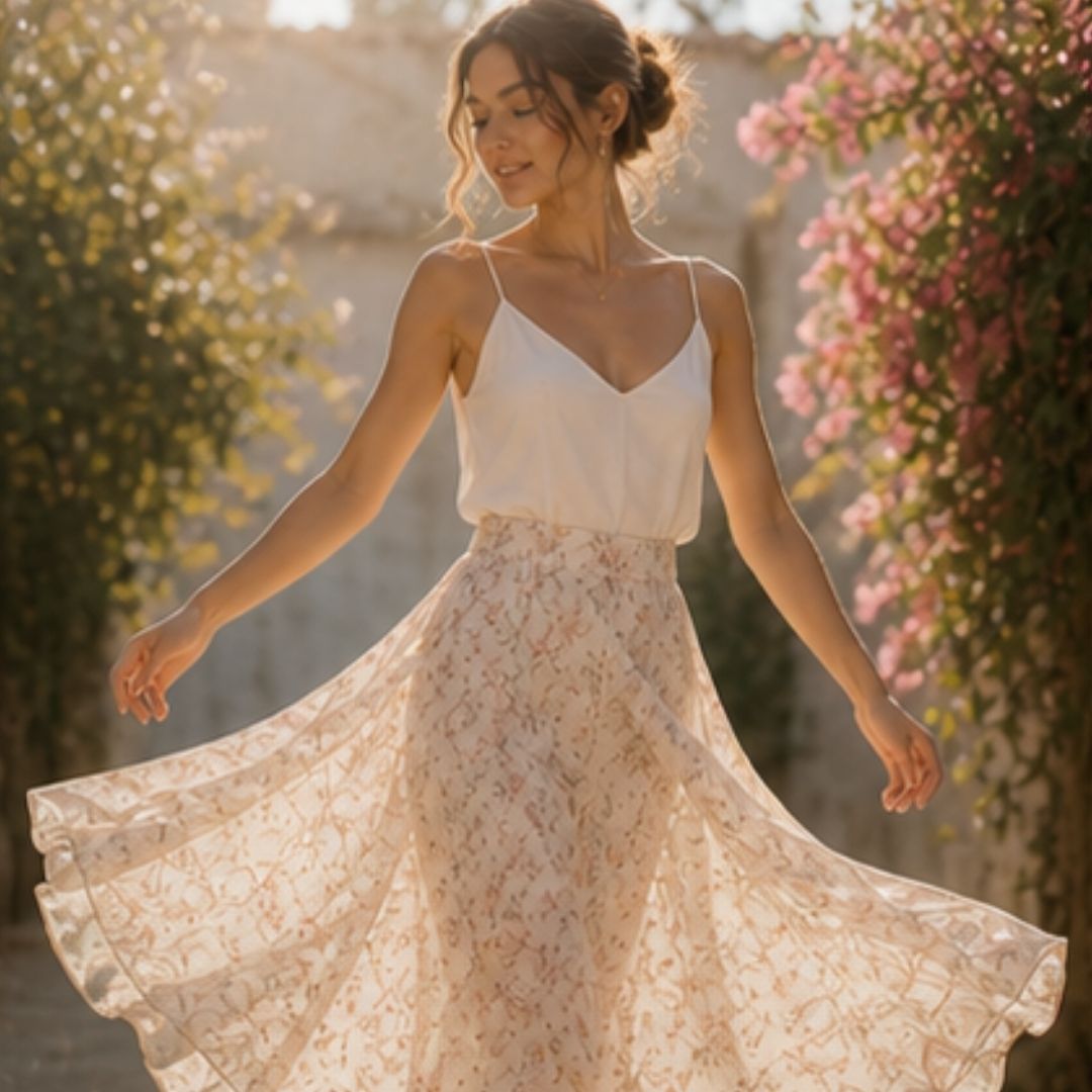 Petal Whisper Flow Skirt