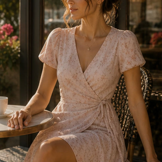 Blush Petal Wrap Dress