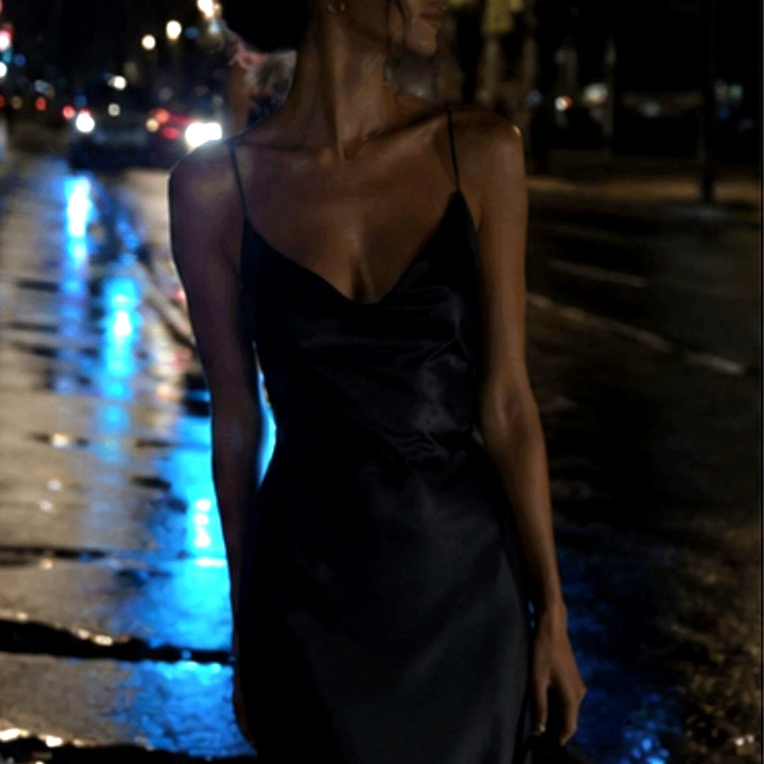 Midnight Silk Slip Dress