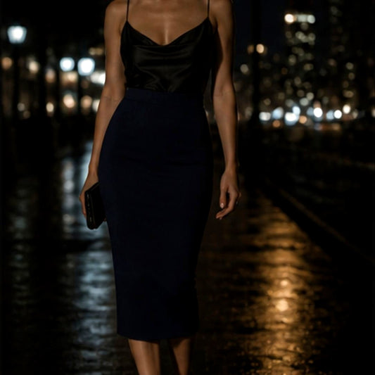 Midnight Contour Midi Skirt