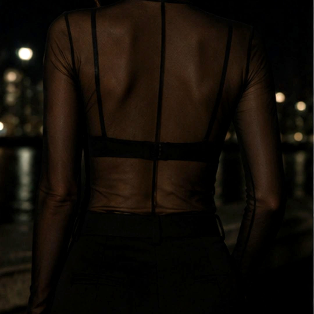 Noir Veil Sheer Bodysuit