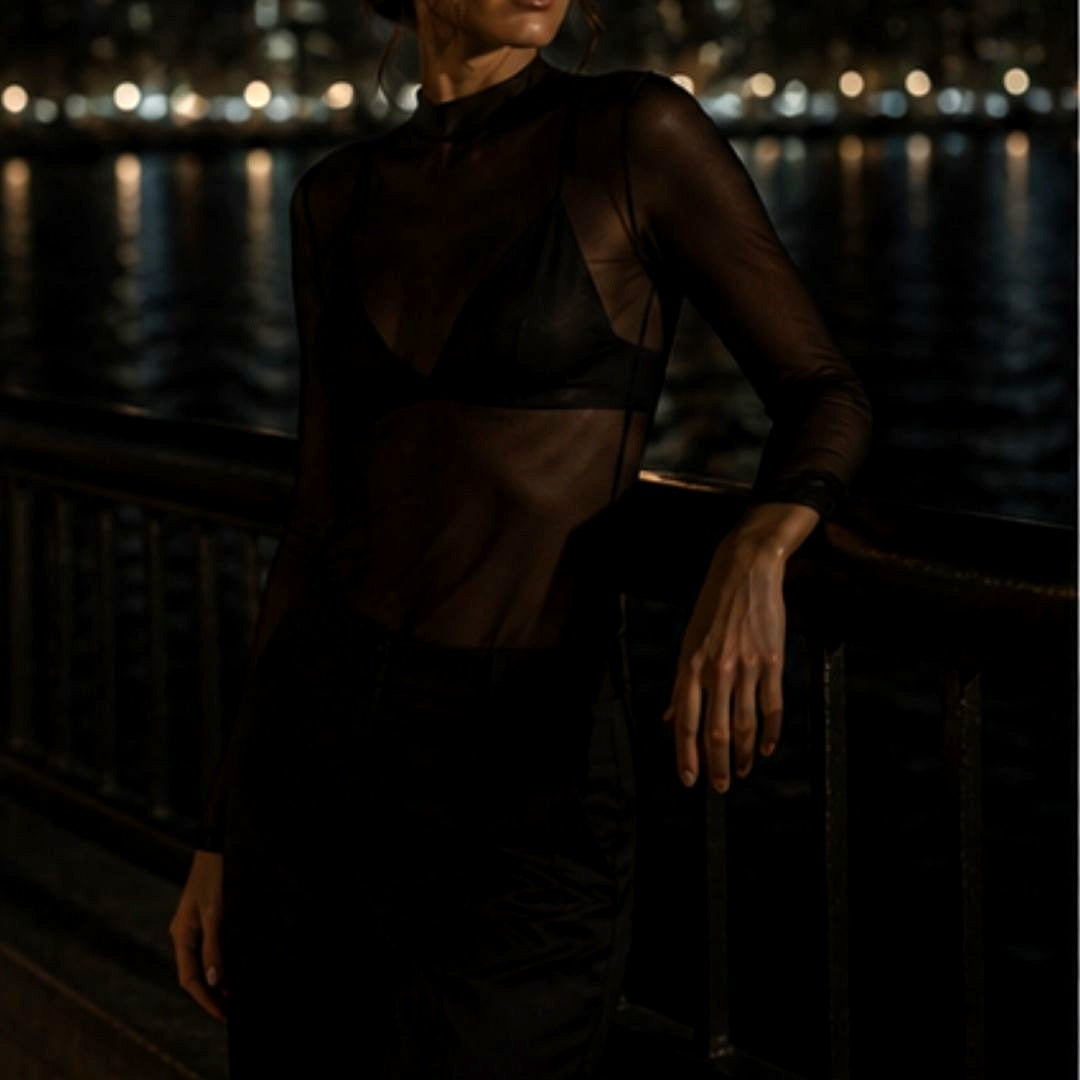 Noir Veil Sheer Bodysuit