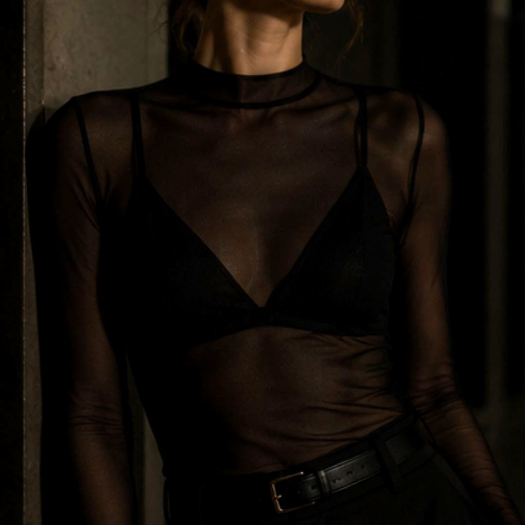 Noir Veil Sheer Bodysuit
